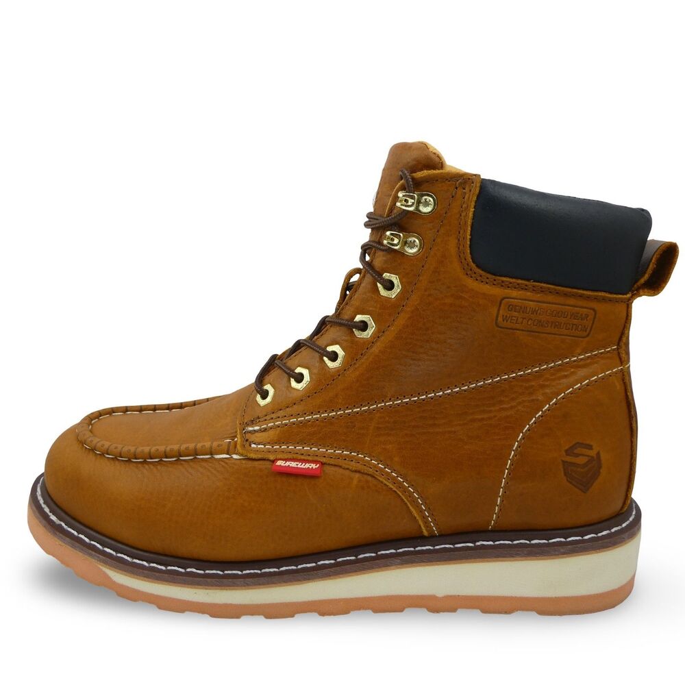 Sureway Men's US 13 SW601MS Brown Leather Lace Up Soft Toe Work Boots